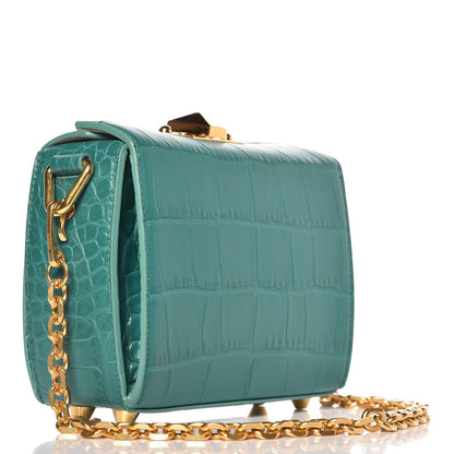 Alexander McQueen Calfskin Crocodile Embossed Box Shoulder Bag 16 Green 5 of 14