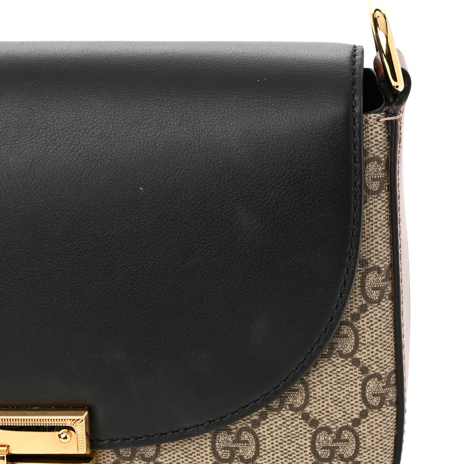 Gucci GG Supreme Monogram Web Medium Padlock Messenger Shoulder Bag Black 12 of 13