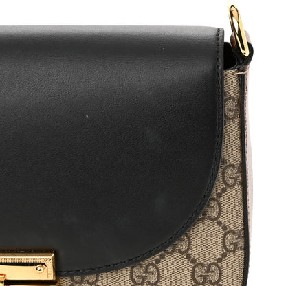 Gucci GG Supreme Monogram Web Medium Padlock Messenger Shoulder Bag Black 12 of 13