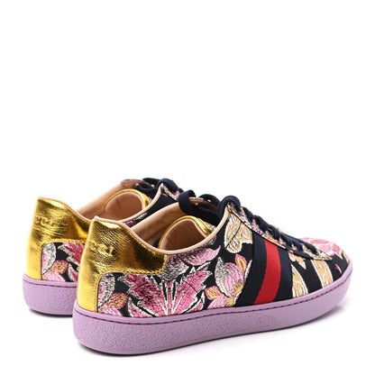 Gucci Lurex Brocade Web Nappa Womens Ace Sneakers 35 Black Pink Oro Vecchio 4 of 9