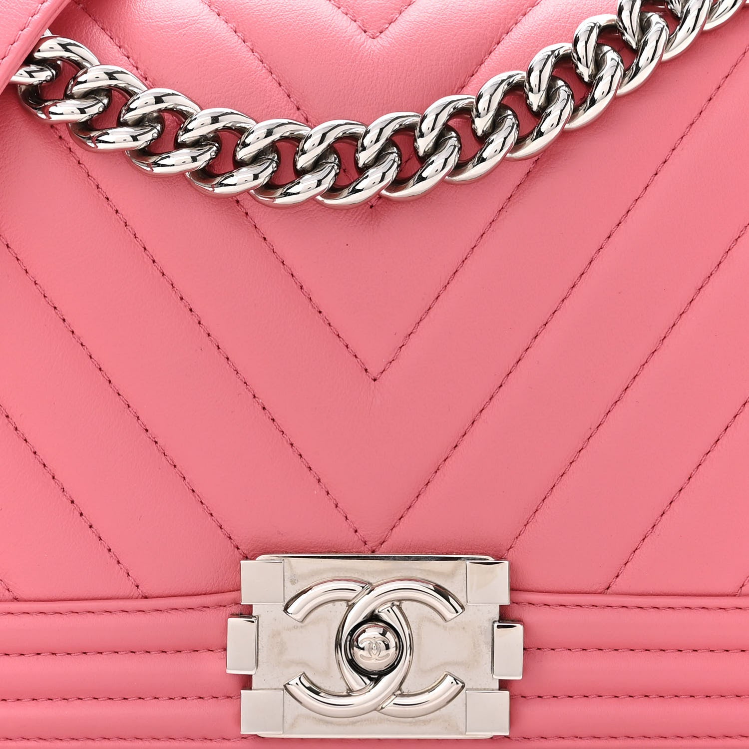 Chanel Calfskin Chevron Quilted Medium Boy Flap Pink 8 of 11