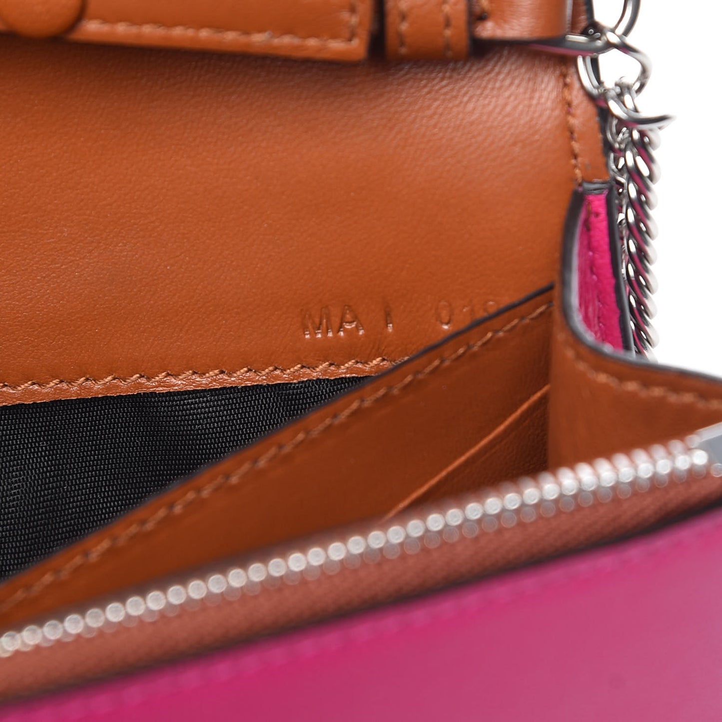 Lambskin Emblem Chain Wallet Cyclamen