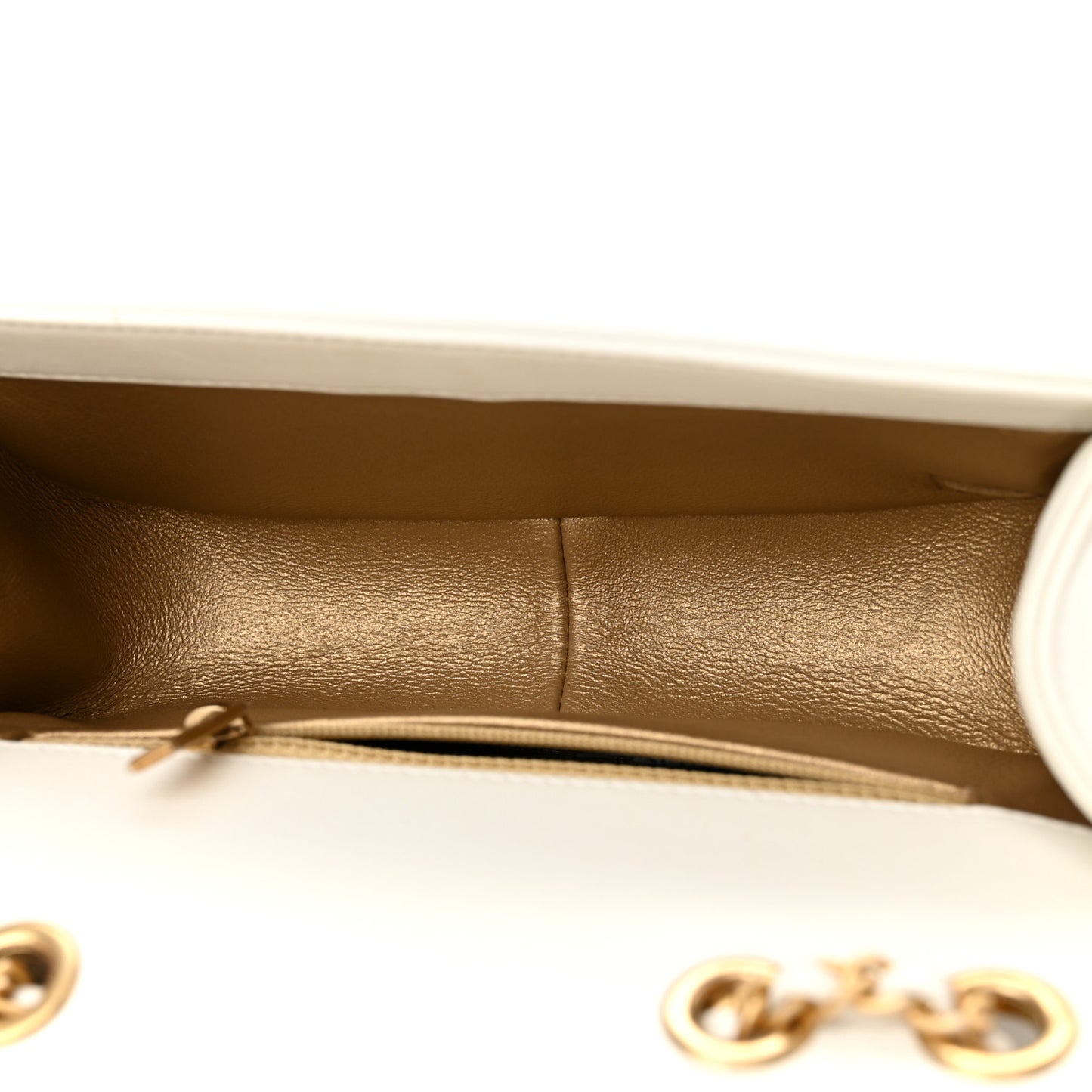 Calfskin Quilted Small Octagon CC Clasp Flap Bag White Gold