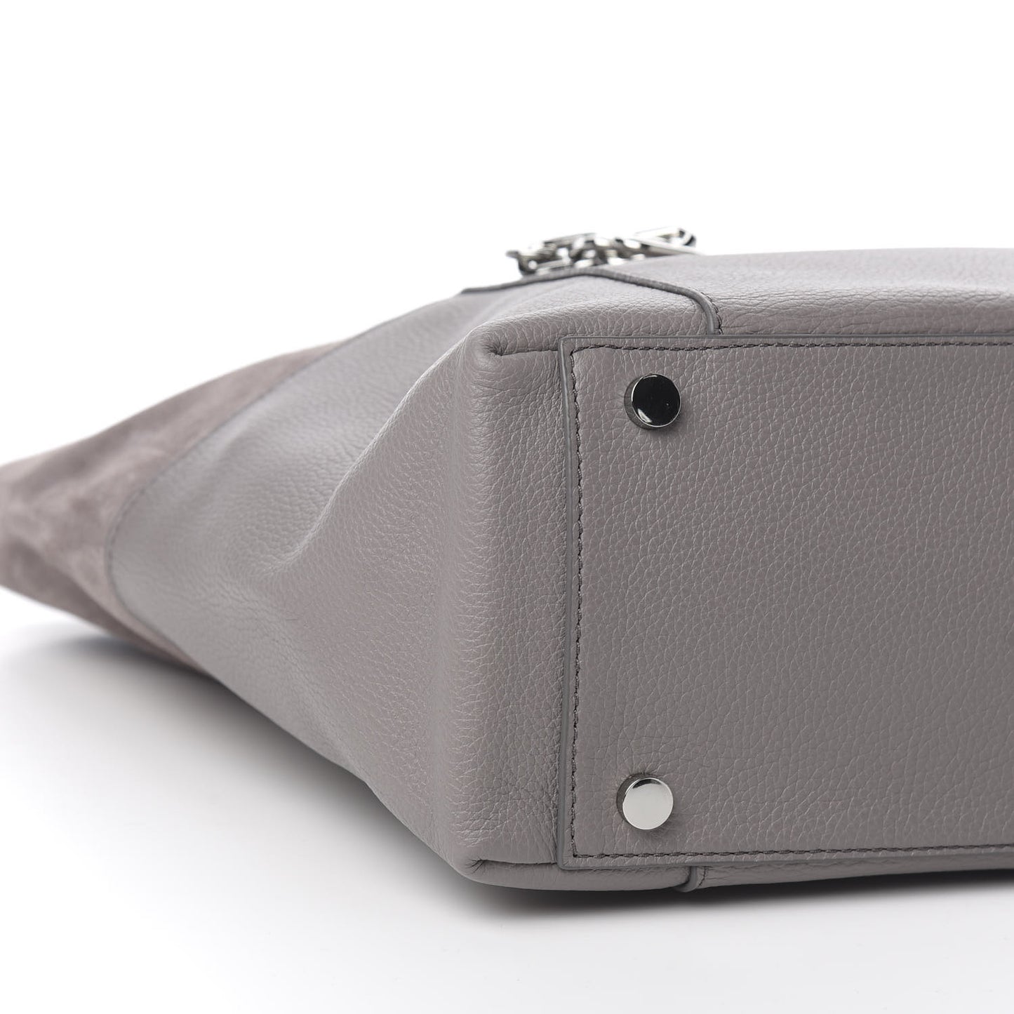 Pebbled Calfskin Suede Chain Riot Tote Grey