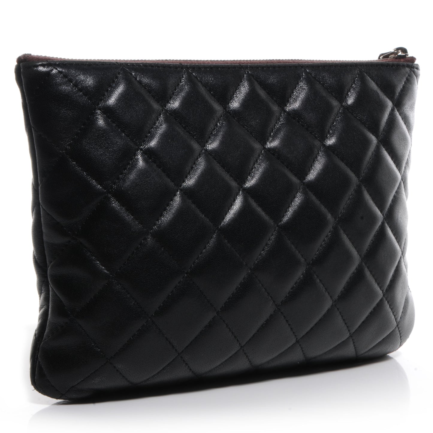 Lambskin Quilted Medium Cosmetic Case Black
