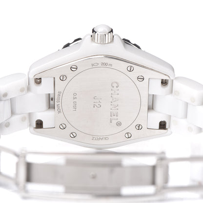 Chanel Stainless Steel Ceramic Diamond Mother of Pearl 33mm J12 Quartz Watch White 5 of 7