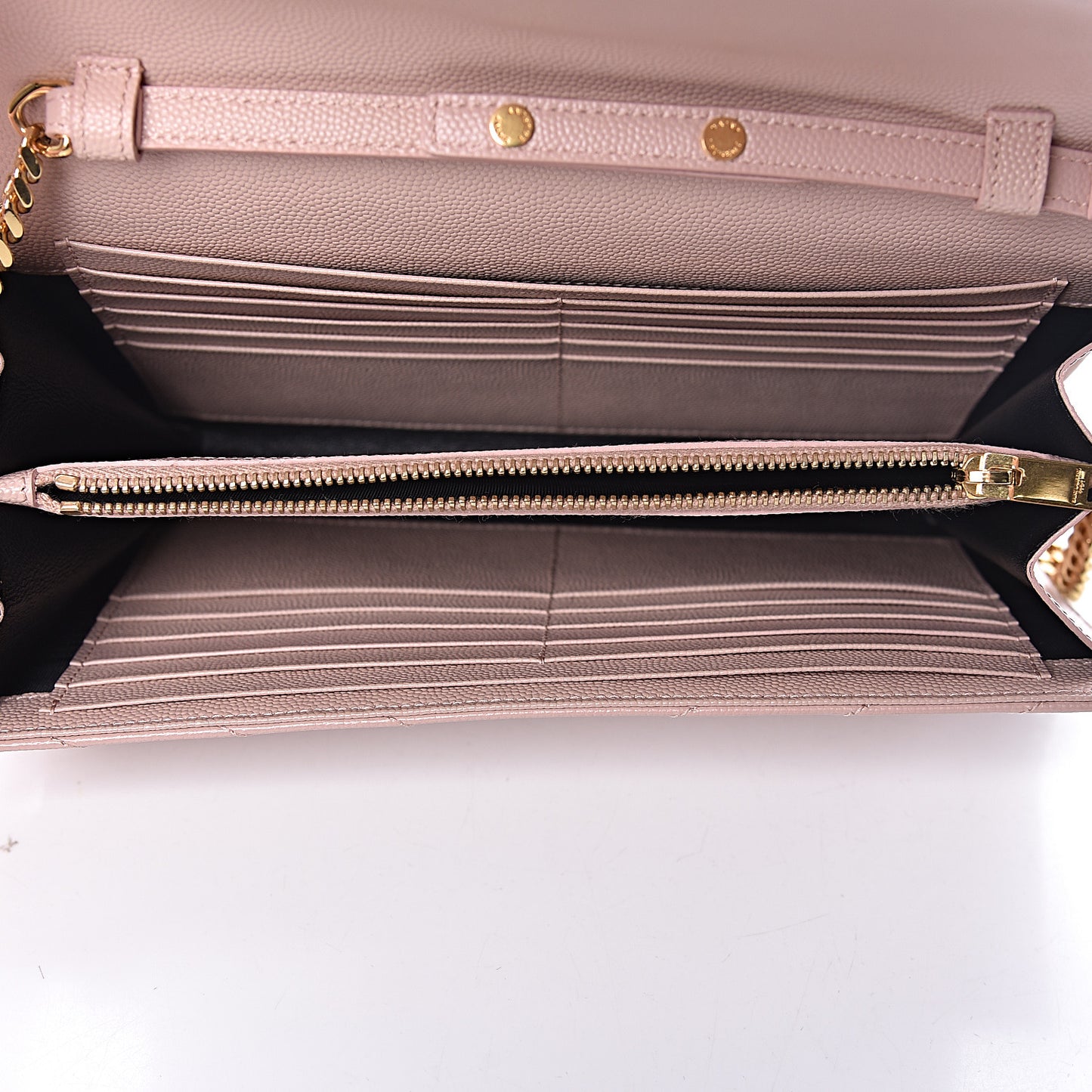 Grain De Poudre Matelasse Chevron Monogram Chain Wallet Pale Blush