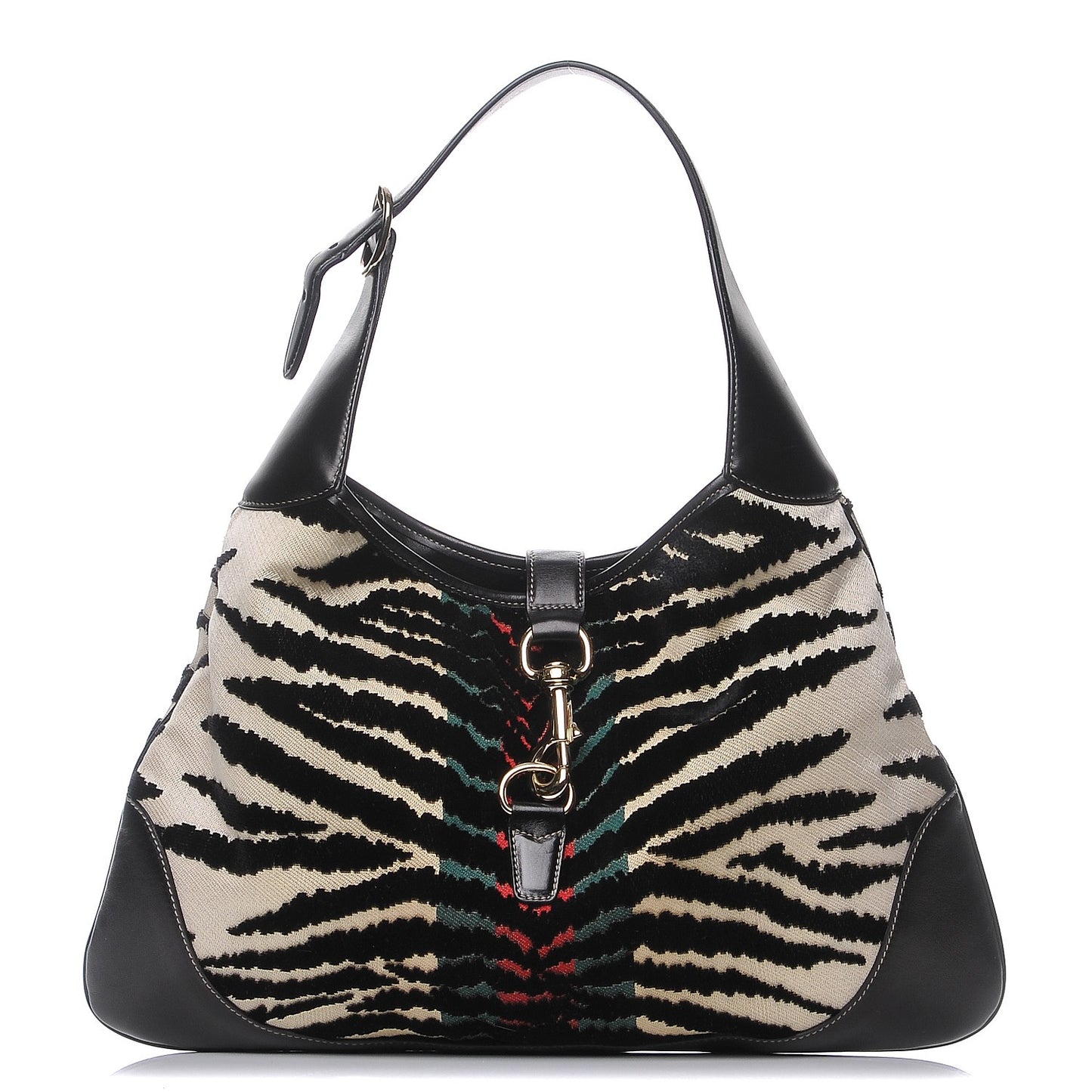 Canvas Velvet Tiger Print Jackie O Bouvier Bag