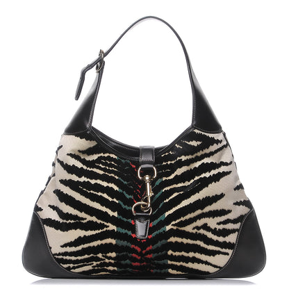 Gucci Canvas Velvet Tiger Print Jackie O Bouvier Bag 1 of 7