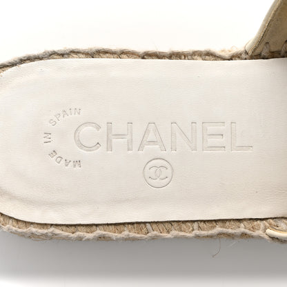 Chanel Calfskin CC Espadrille Mules 39 Ivory 7 of 10