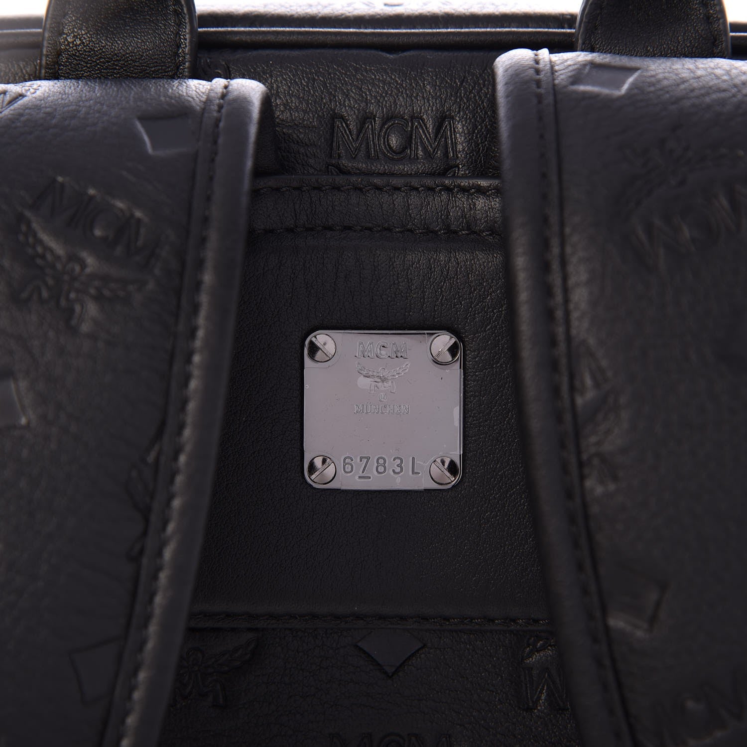 MCM Calfskin Ottomar Monogram Duke Backpack Black 6 of 9