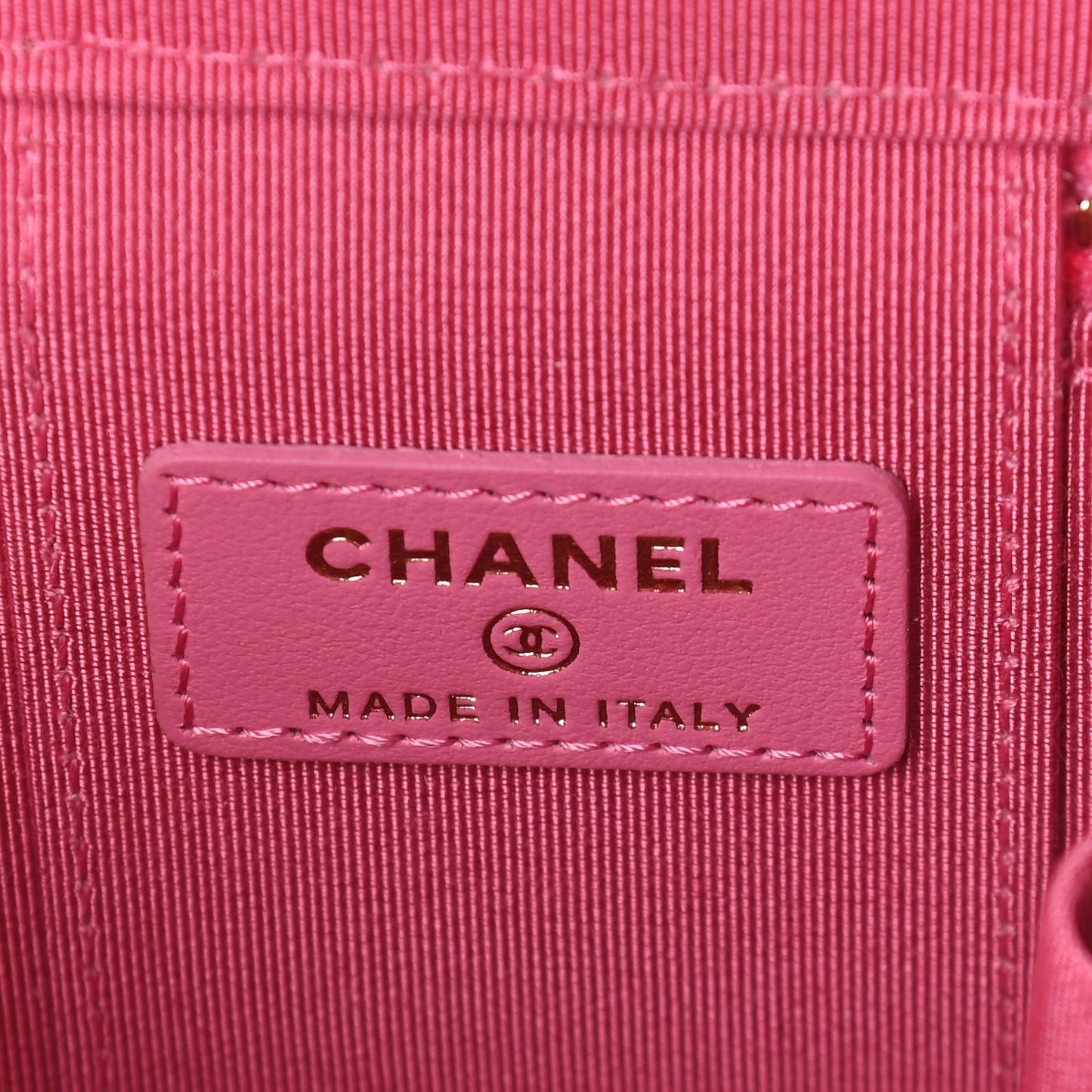 Caviar Quilted Mini Vanity Case With Chain Pink