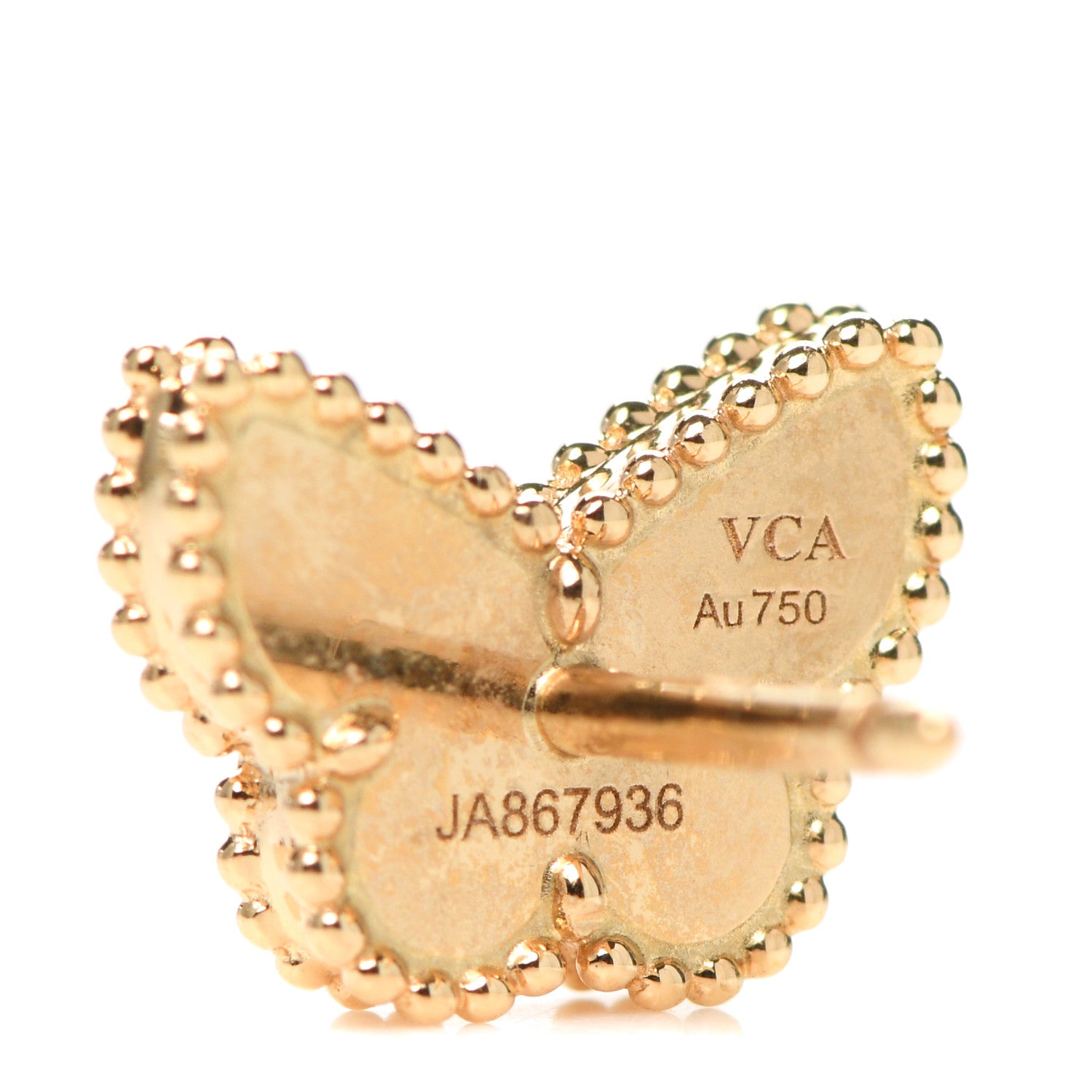 Van Cleef & Arpels 18K Yellow Gold Mother of Pearl Sweet Alhambra Butterfly Earrings 5 of 7