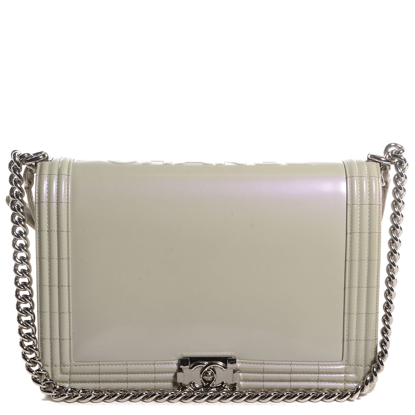 Glazed Calfskin Large Boy Flap Iridescent