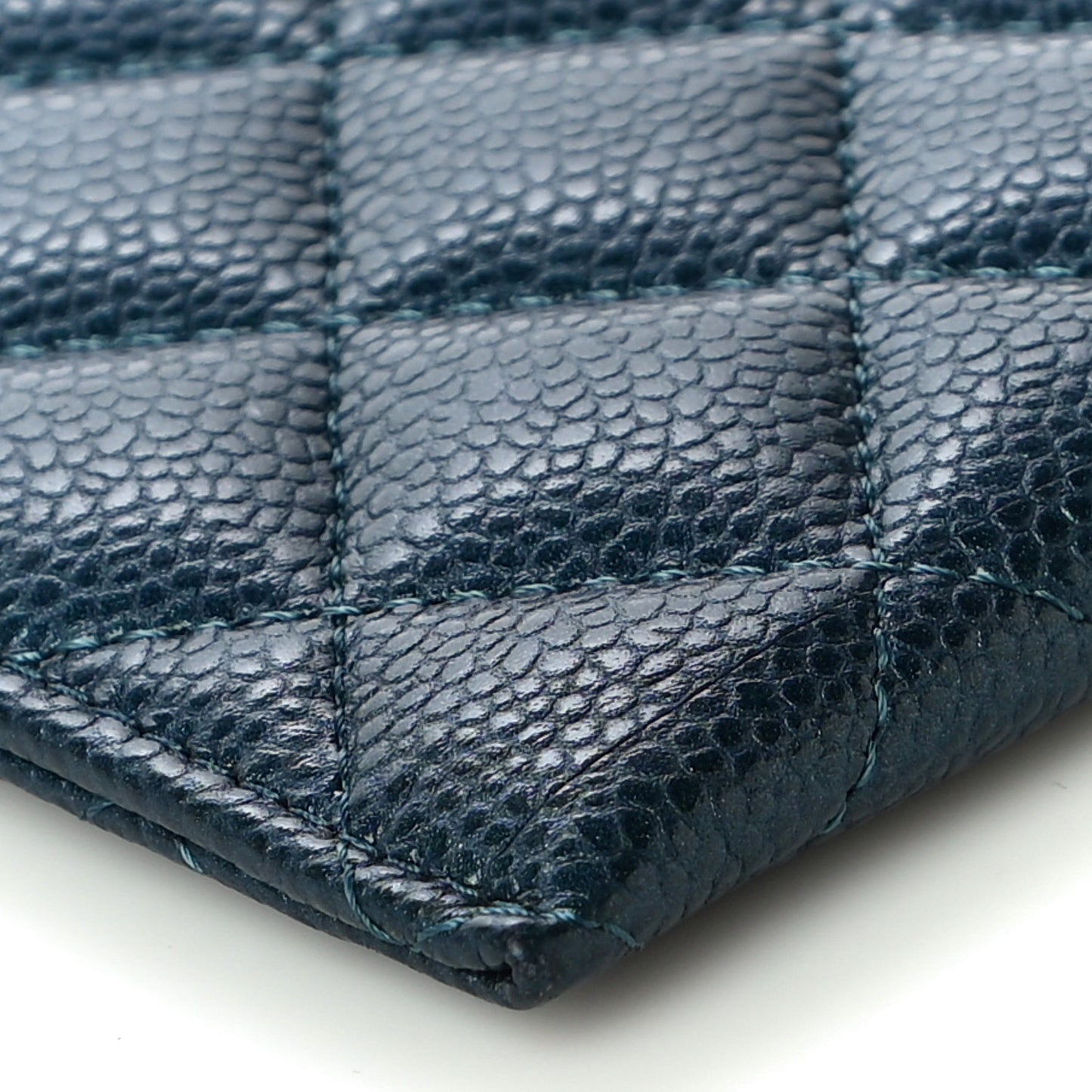 Iridescent Caviar Quilted Classic Zip Pouch Navy