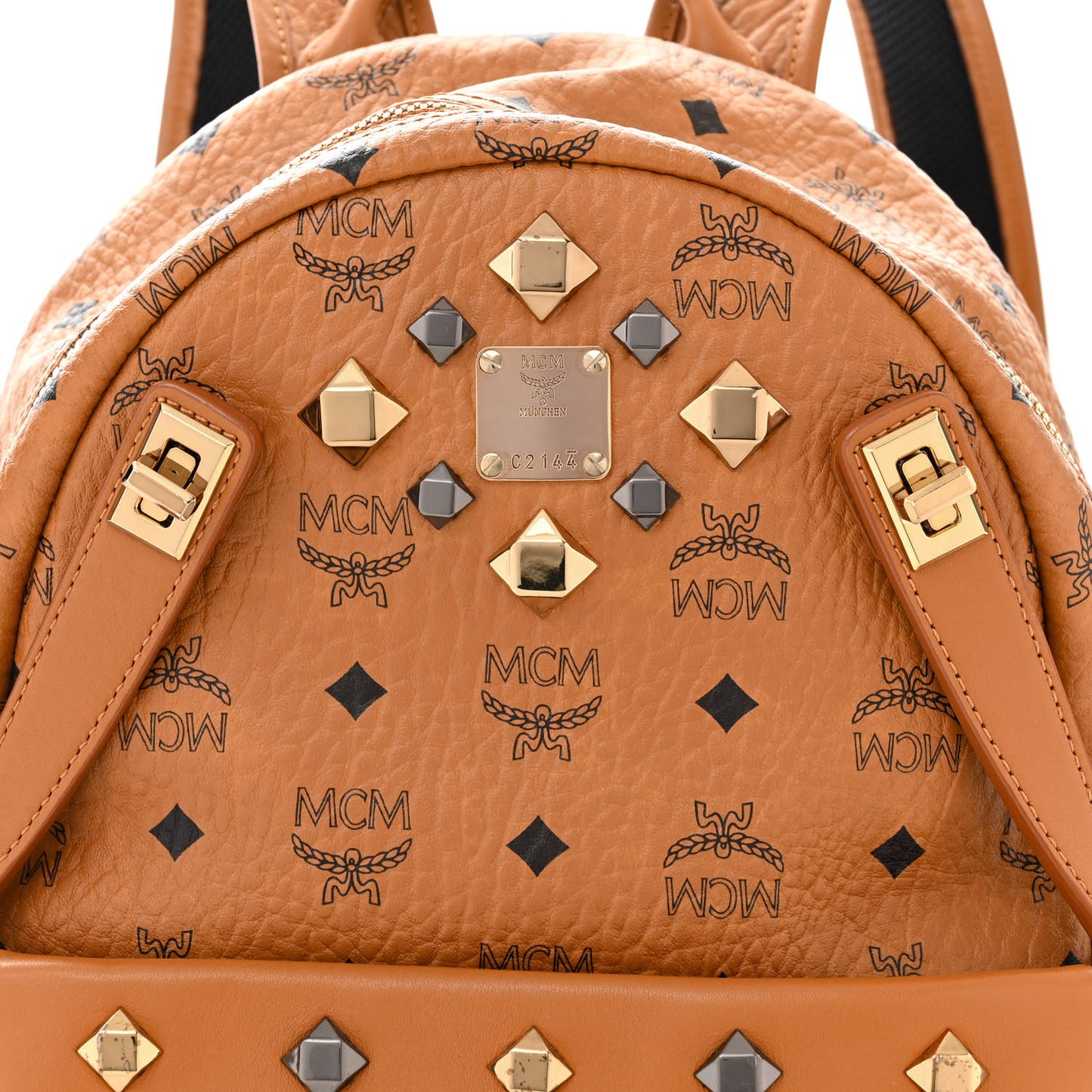 Visetos Studded Medium Dual Stark Backpack Cognac
