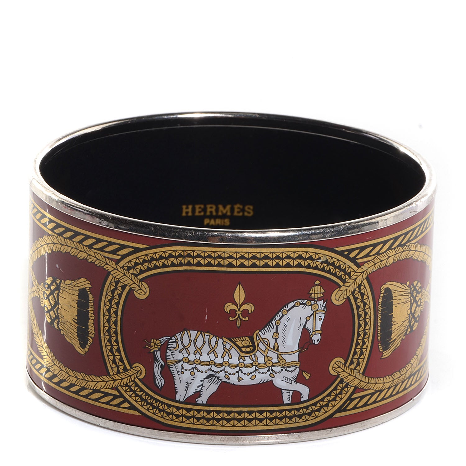 Hermes Enamel Printed Grand Apparat Extra Wide Bracelet 62 1 of 4