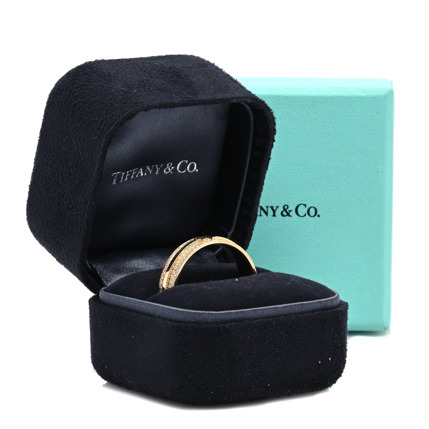 18K Yellow Gold Diamond Wide T Two Pave Ring 67 12