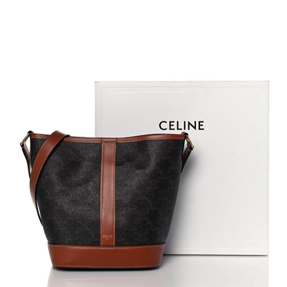 Celine Triomphe Canvas Calfskin Small Bucket Bag Tan 13 of 13
