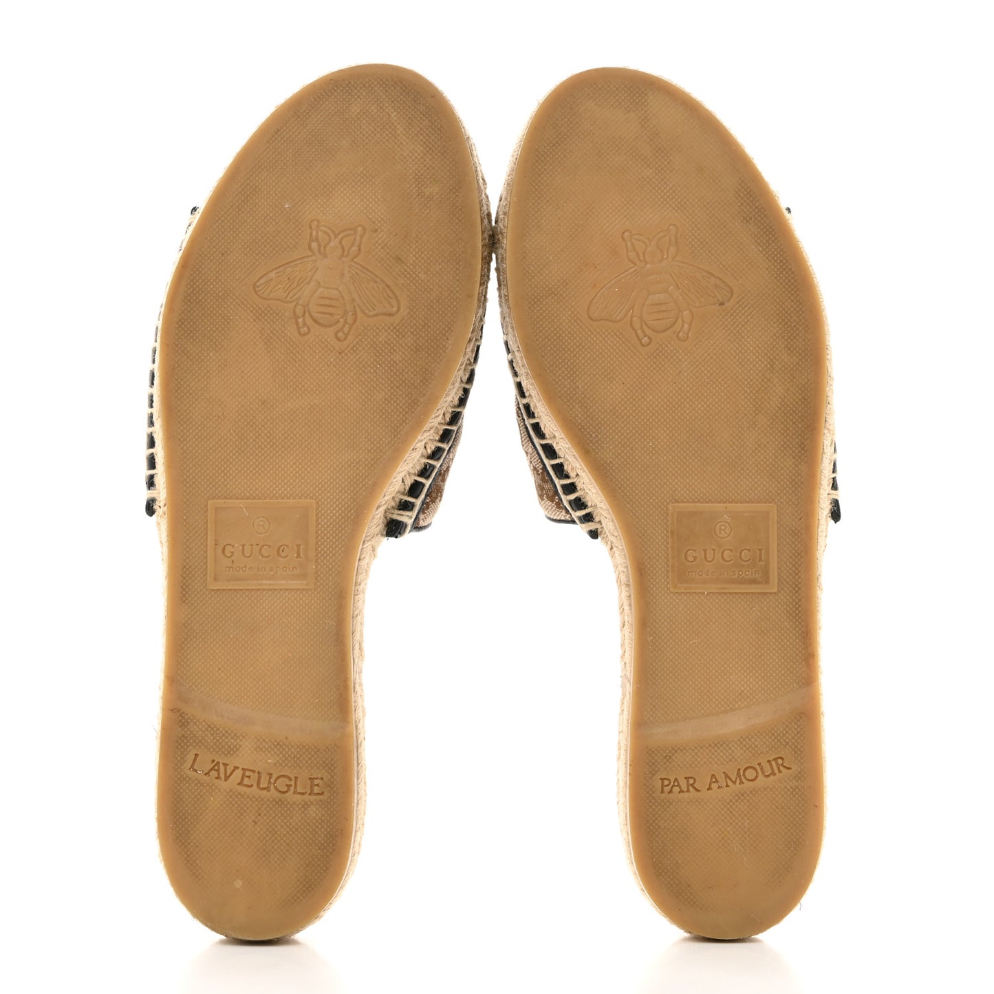 Monogram Matelasse GG Marmont Espadrille 20mm Slide Sandals 40 Beige Ebony Black