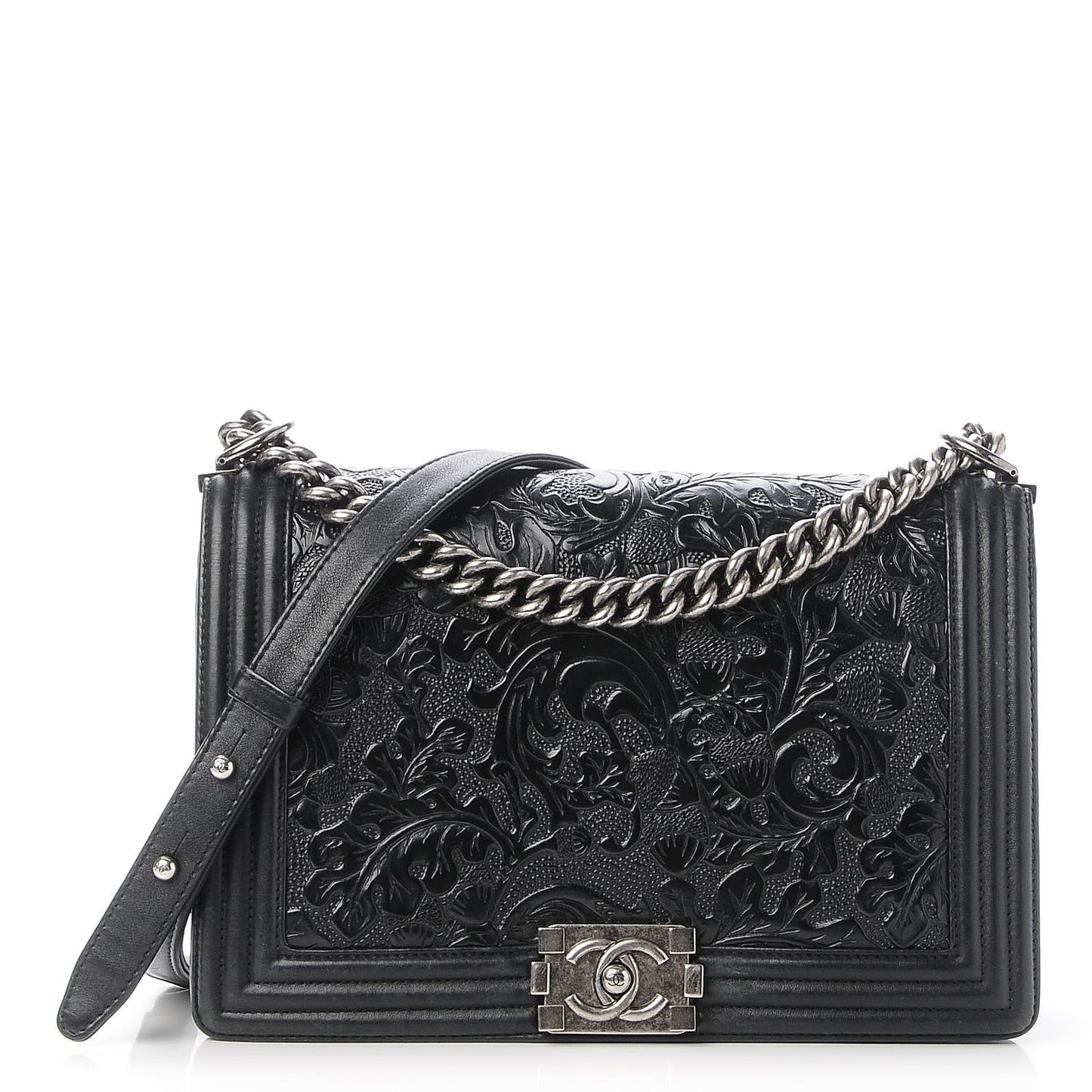 Calfskin Embossed New Medium Cordoba Boy Flap Black