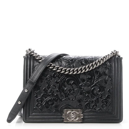 Chanel Calfskin Embossed New Medium Cordoba Boy Flap Black 1 of 13