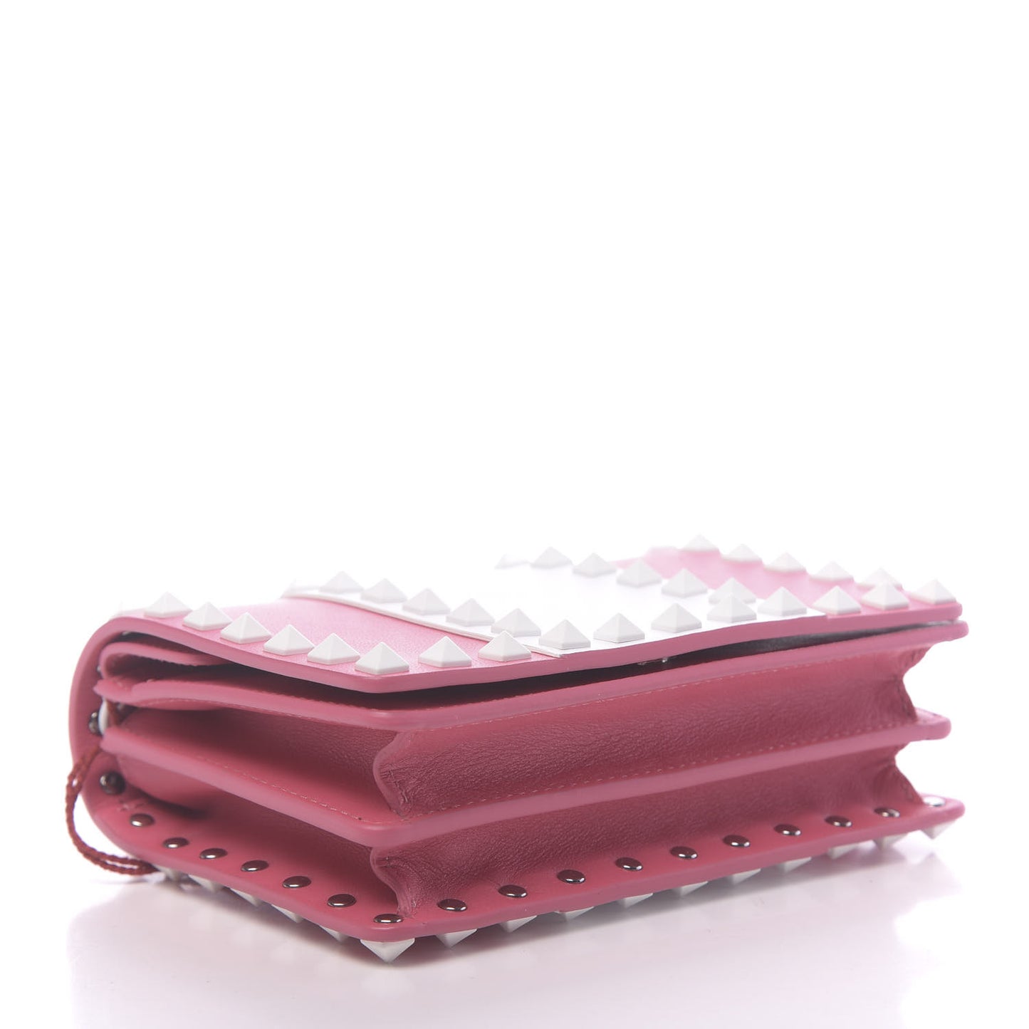 Vitello Colorblock Free Rockstud Wallet on Chain Shadow Pink Optic White
