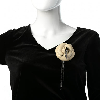 Chanel Calfskin Camellia Brooch White 2 of 4