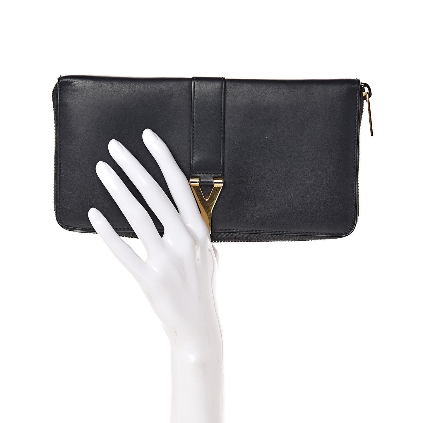 Calfskin Classic Y Ligne Zip Around Wallet Black