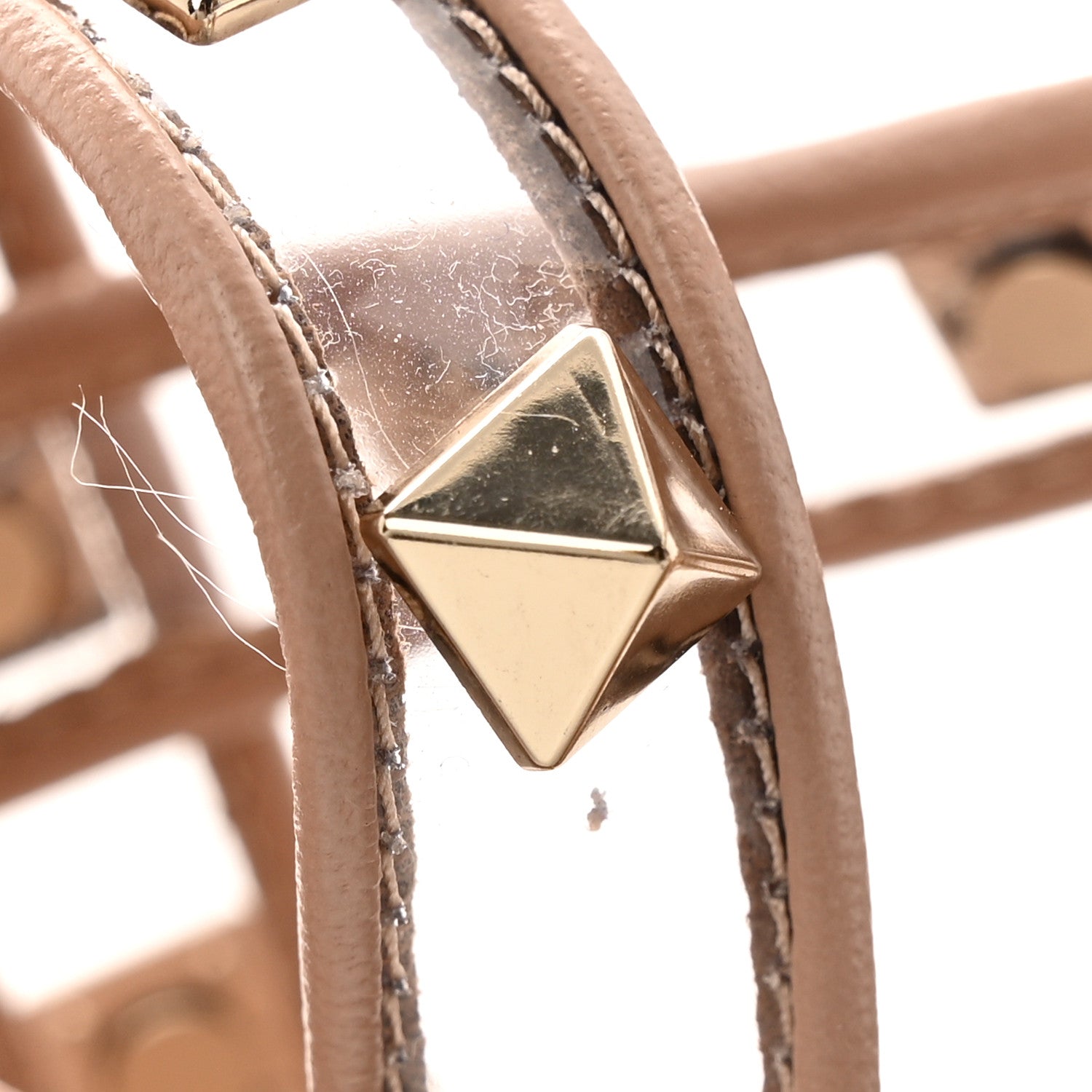Valentino Garavani Nappa Rockstud PVC 60mm Caged Slide Sandals 38 Poudre 10 of 11