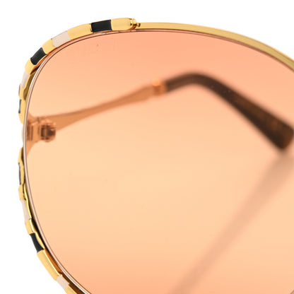 Gucci Metal Round Frame GG0595S Sunglasses Gold Black 7 of 7
