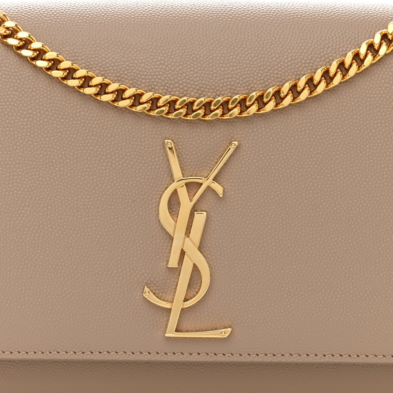 Saint Laurent Grain De Poudre Medium Monogram Kate Satchel Dark Beige 8 of 10