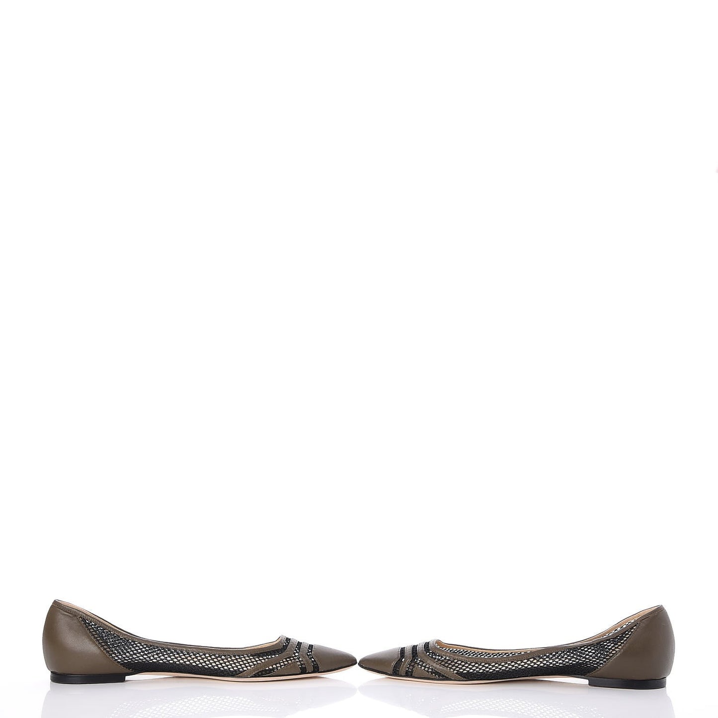 Nappa Mesh Hettie Pointed Flats 39.5 Moss