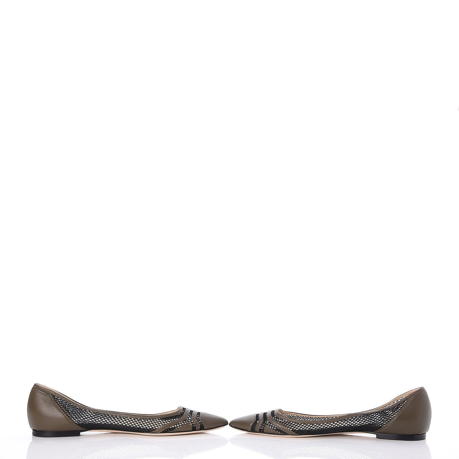 Jimmy Choo Nappa Mesh Hettie Pointed Flats 39.5 Moss 5 of 9