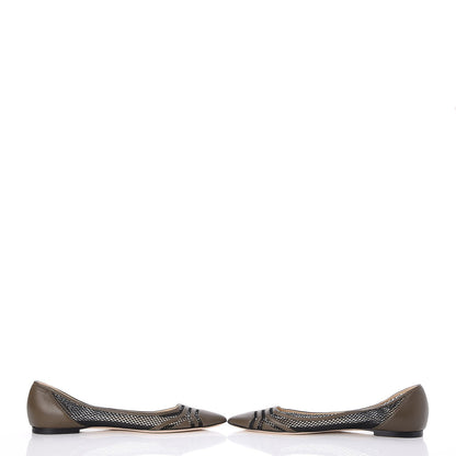 Jimmy Choo Nappa Mesh Hettie Pointed Flats 39.5 Moss 5 of 9