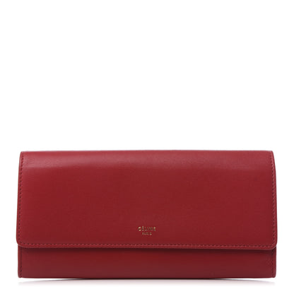 Celine Lambskin Large Flap Wallet Red 1 of 8