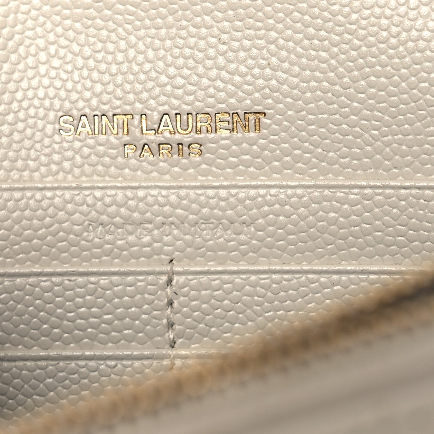 Grain De Poudre Matelasse Chevron Monogram Envelope Chain Wallet Blanc Vintage