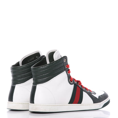Gucci Calfskin Web Coda High Top Sneakers 8.5 White 4 of 10