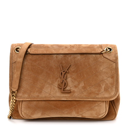 Saint Laurent Suede Monogram Medium Niki Chain Satchel Cinnamon 1 of 10