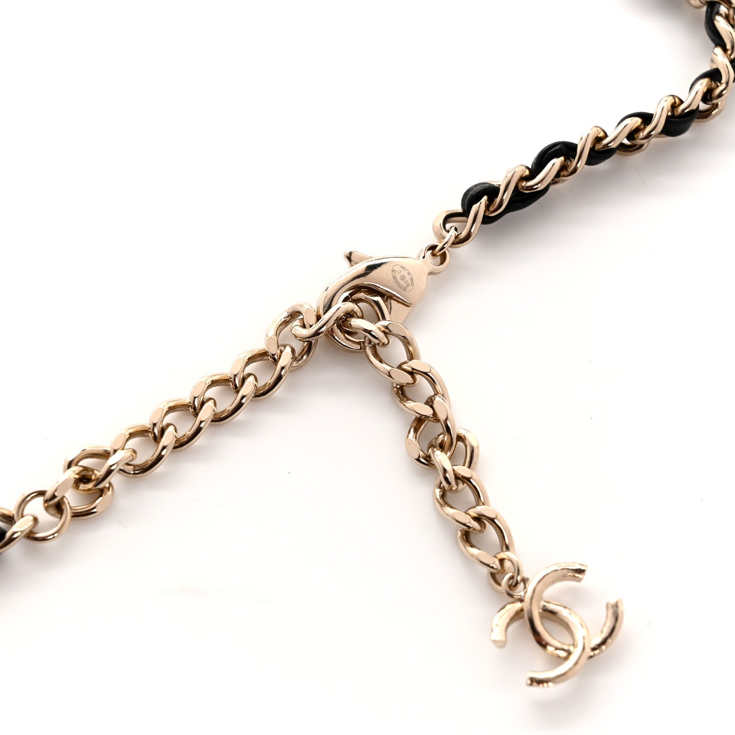 Lambskin CC Chain 85 Belt Black Gold Pearly White