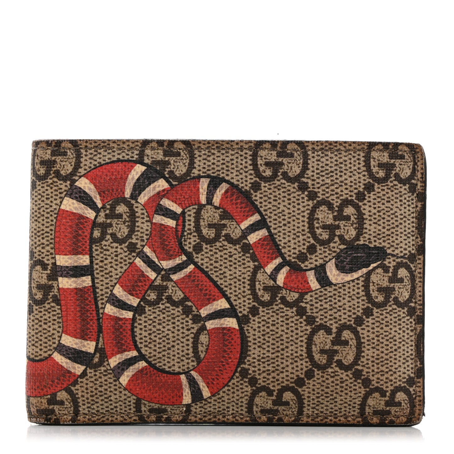 GG Supreme Monogram Kingsnake Bi-Fold Wallet Beige