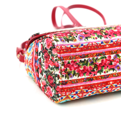 Dolce & Gabbana Woven Cotton Calfskin Floral Micro Sicily Satchel Red Multicolor 8 of 9