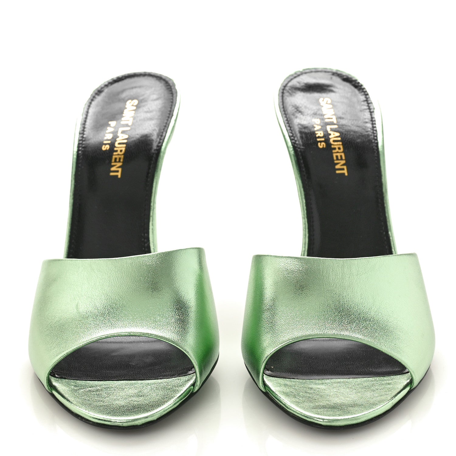 Saint Laurent Metallic Nappa La 16 Mule Sandals 38.5 Green 5 of 9