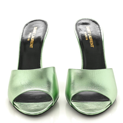 Saint Laurent Metallic Nappa La 16 Mule Sandals 38.5 Green 5 of 9