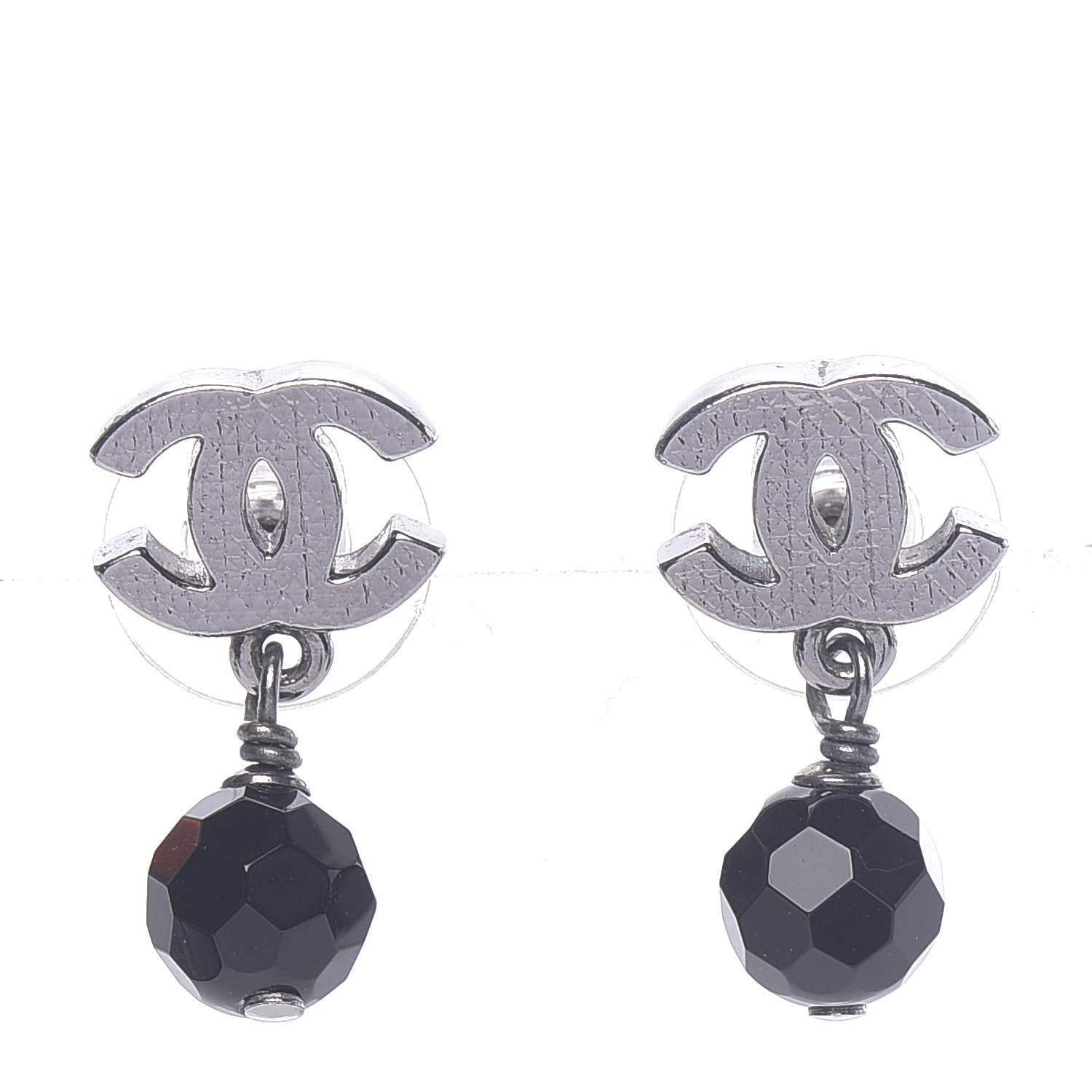 Chanel Ruthenium Bead CC Drop Earrings Black 1 of 5