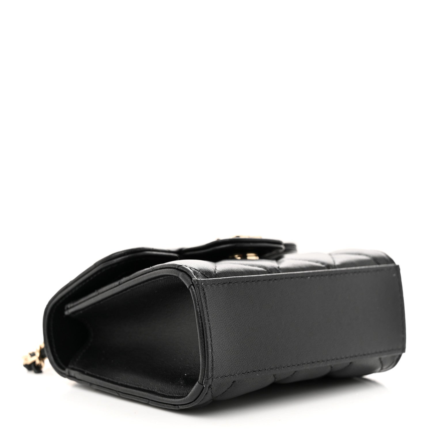 Chanel Lambskin Quilted Top Handle Flap Clutch With Chain Black 4 of 11