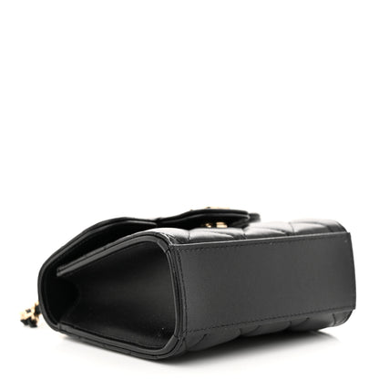 Chanel Lambskin Quilted Top Handle Flap Clutch With Chain Black 4 of 11