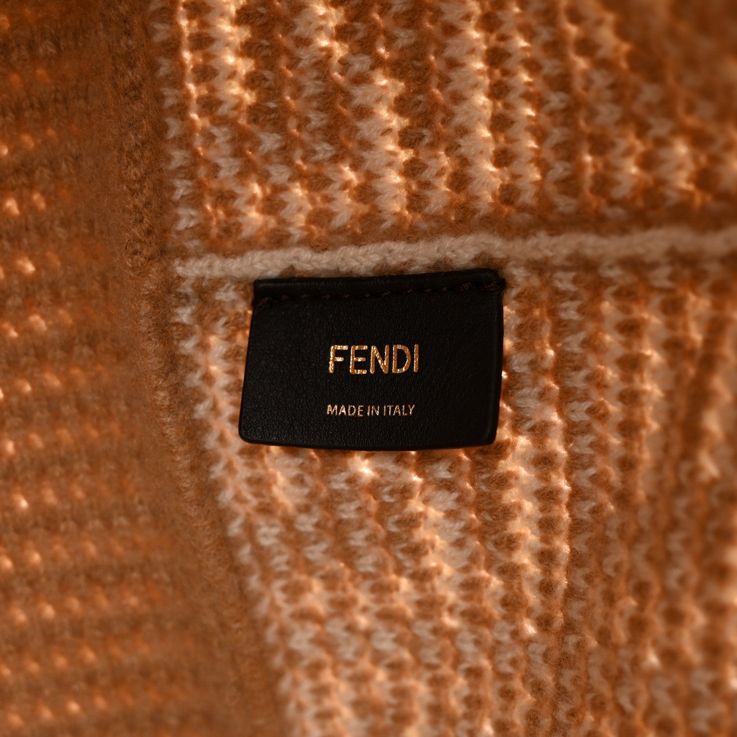 Fendi Cashmere Knit FF Large Shopper Tote Cammello 6 of 10