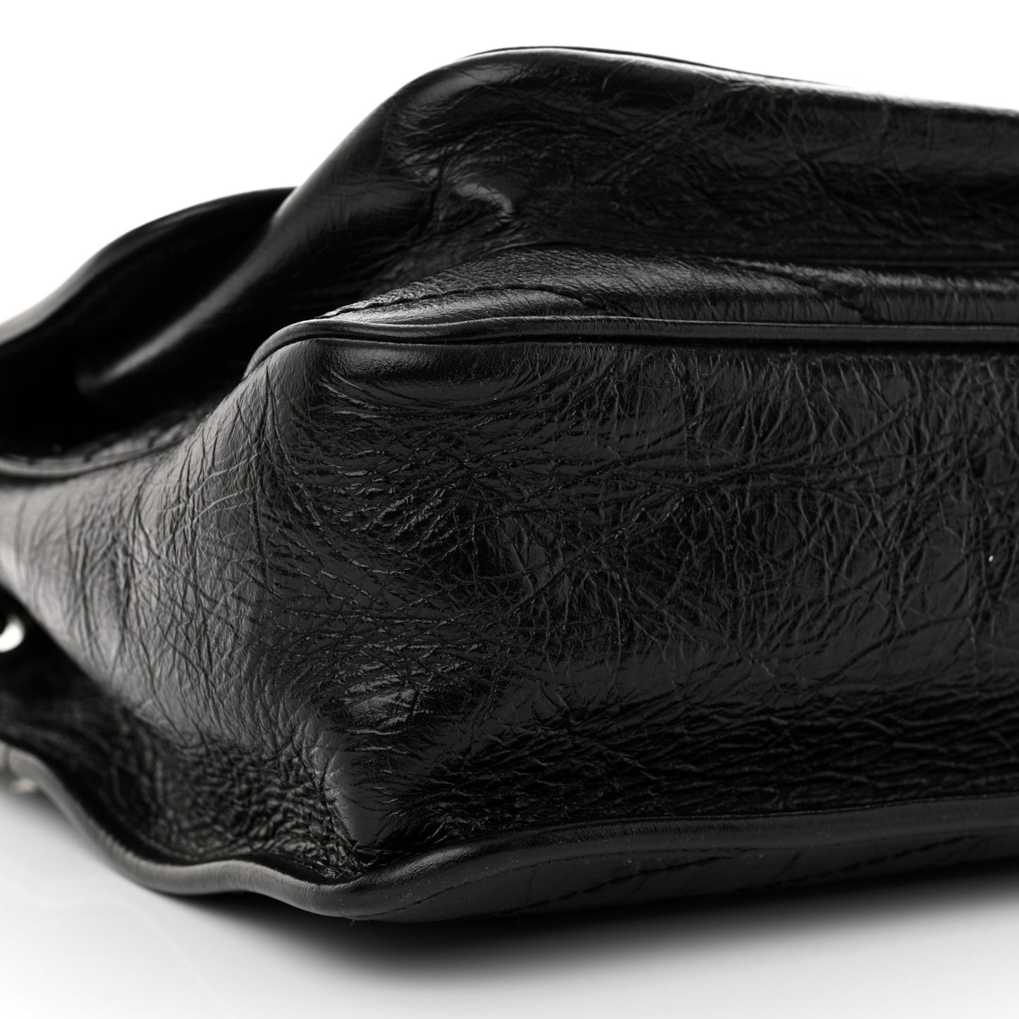 Crinkled Calfskin Matelasse Monogram Large Niki Chain Satchel Black