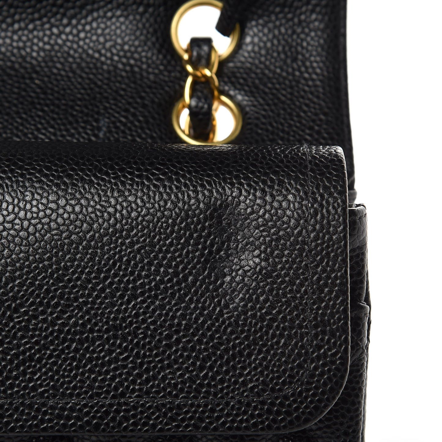 Caviar Quilted Medium Double Flap Black